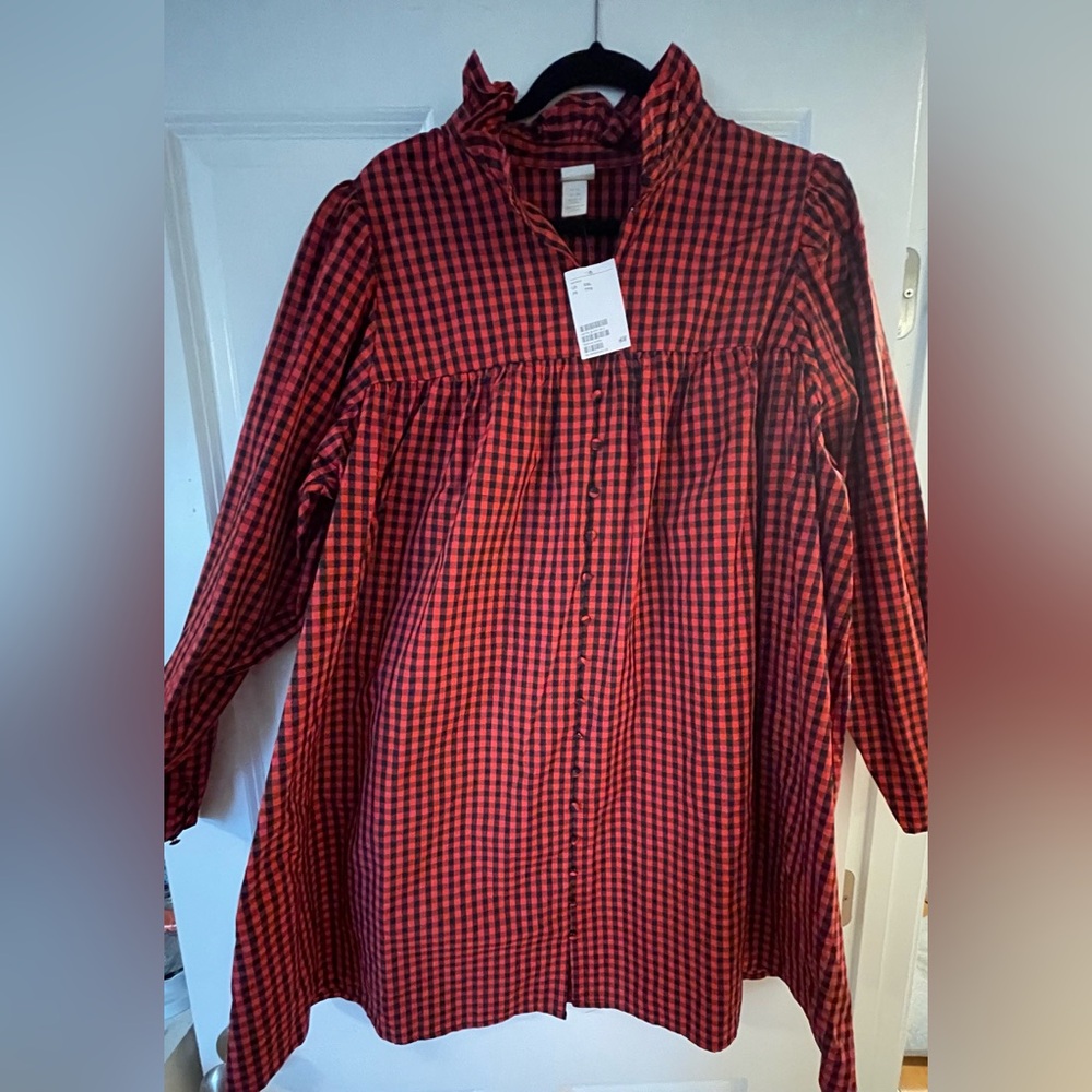 Red plaid bay doll dress